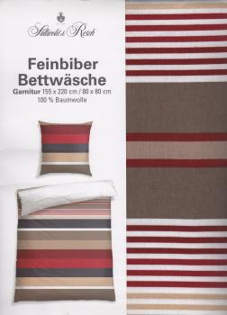 Bettwäsche Süllwold & Resch Fein-Biber - 155 x 220 cm - gestreift - Übergröße